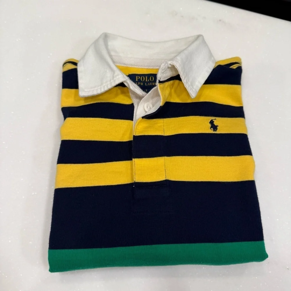 Ralph Lauren Boys RUGBY Shirt Long Sleeves, Multi Color Stripes Sz 3 NWOT